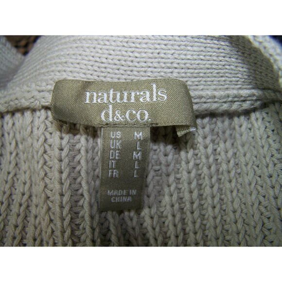 Naturals d & co.  Sweater Cardigan Cotton Medium Beige Belt - Picture 6 of 8